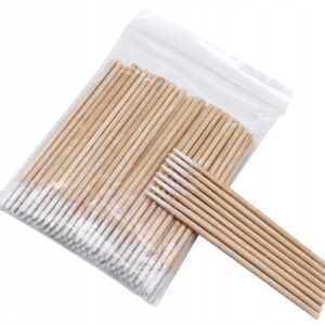 Wooden cosmetic sticks with cotton 100pcs.