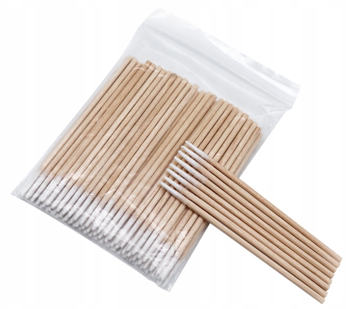 Wooden cosmetic sticks with cotton 100pcs.