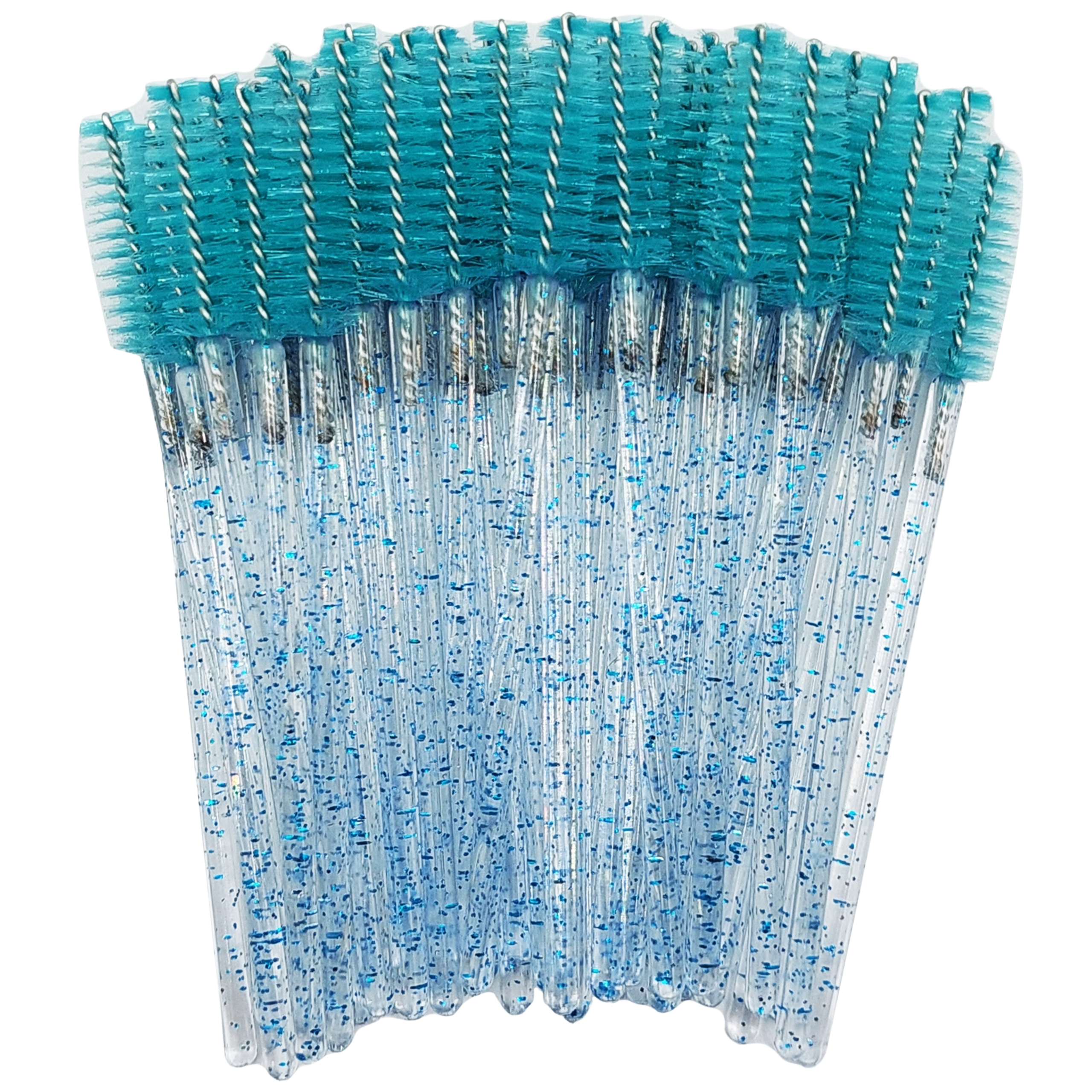 Eyelash brushes glitter crystal turquoise 50 pcs.