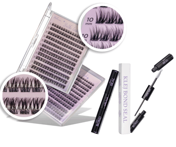 Rzęsy bondingowe 192 szt Medium PREMIUM DIY selfie lash +Sealer i Bonder